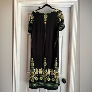 SHEIN Black and Gold Puff Sleeve Mini Dress